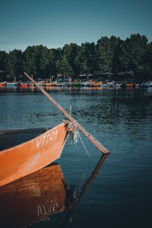 Gratis lagerfoto af båd, lodret skud, orange båd Lagerfoto