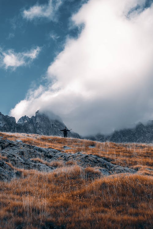 Foto stok gratis alam, awan putih, hiker