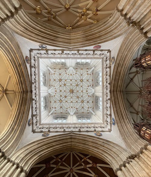 Low Angle Shot of the Ceiling of the York Minster Crossing