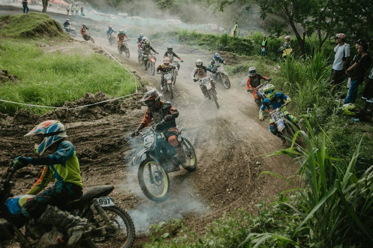 Motocross Race On A Track 