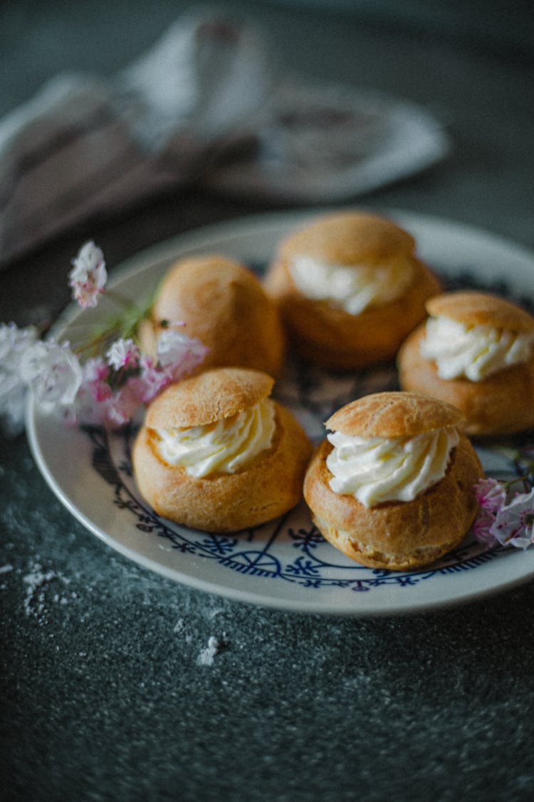 Close Up Of Choux Buns On A Plate