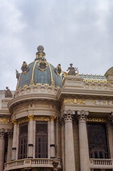 Elegant architectural details of Theatro Municipal in Rio de Janeiro.