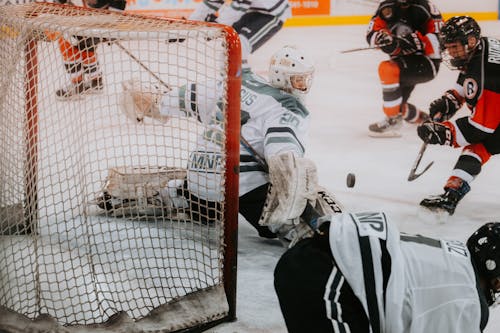 White and Black Ice Hockey Players