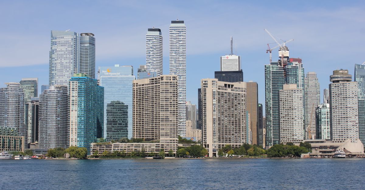 Toronto condo tower balconies, where unsold apartment inventory hit a record in May 2025