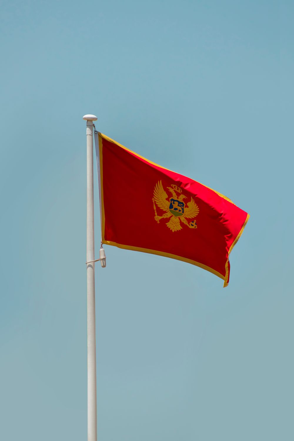 Flag of Montenegro waving in Podgorica