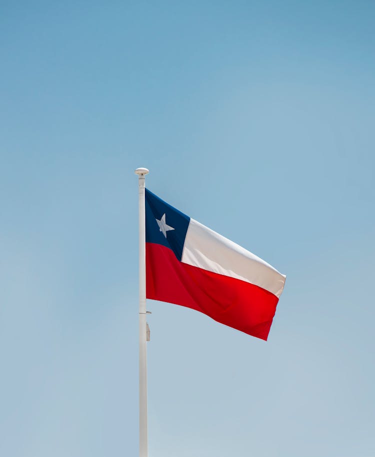 Chile National Flag Under Blue Sky