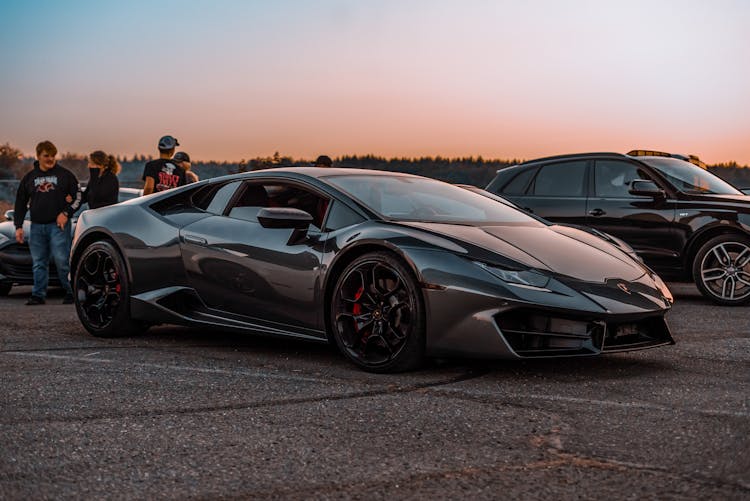 A Black Lamborghini Aventador