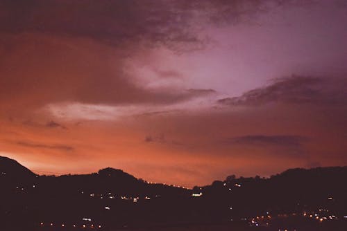 Silhouette of Mountain during Sunset