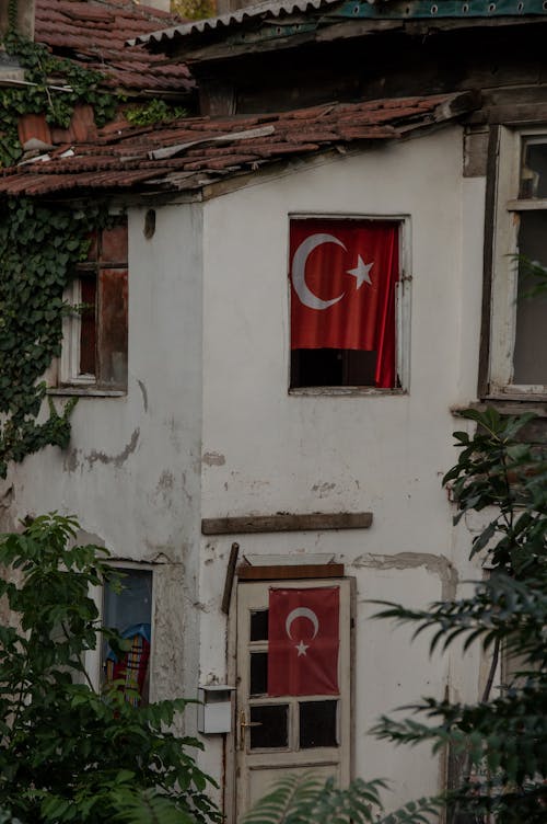 Foto stok gratis bendera turki, eksterior bangunan, fasad