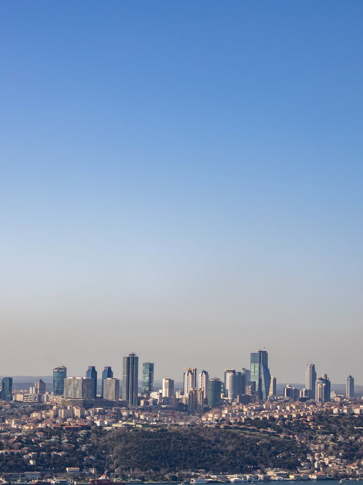 Clear Sky Over Urban Skyline