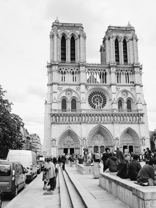 Free stock photo of black and white, cathedral, france