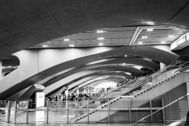 Grayscale Photo Of A Modern Building