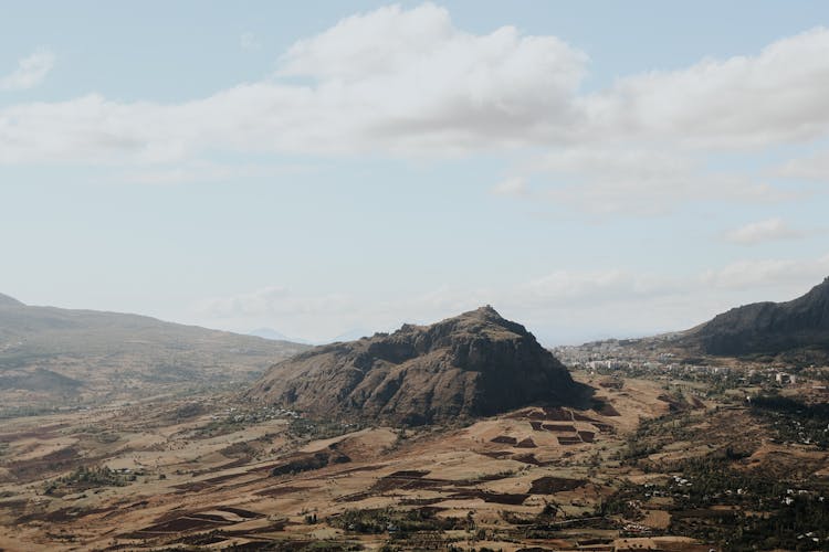 Aerial Shot Of A Cleared Mountain Area