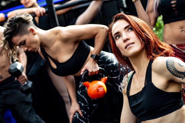 Two Women Doing Workout Together 