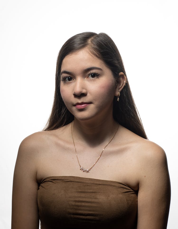 Woman In Brown Tube Top