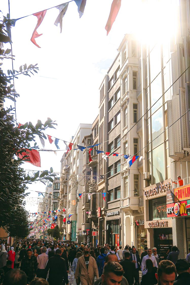 Busy Istiklal Avenue In Istanbul, Turkey 