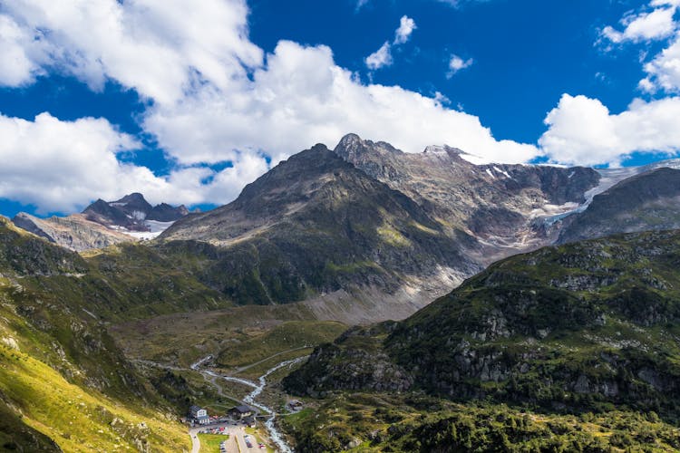 Mountains Surrounding A River Valley