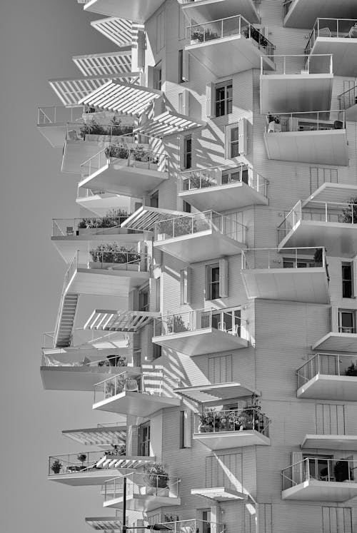 Free Modern Apartment Building with Balconies Stock Photo
