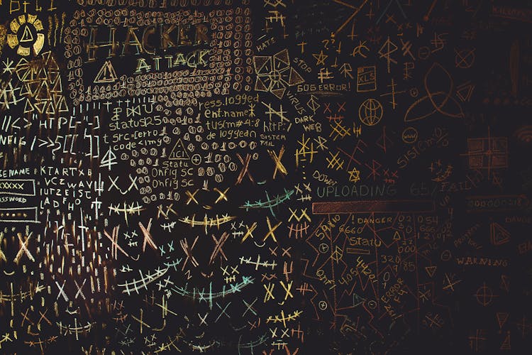 Signs And Symbols On Chalkboard