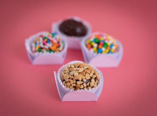 A Set of Delicious Chocolate Cupcakes with Sprinkles