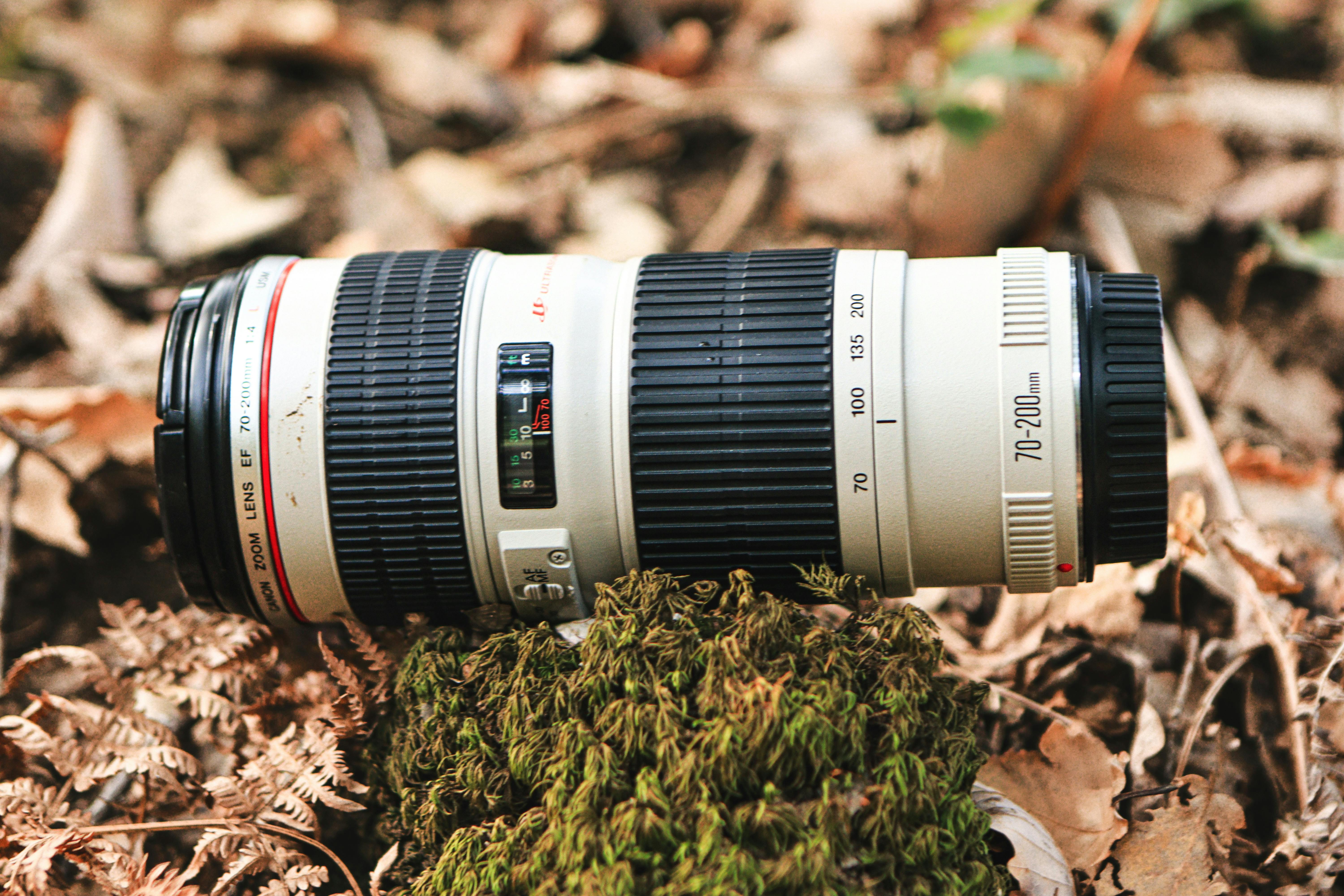 black and white camera lens in close up shot