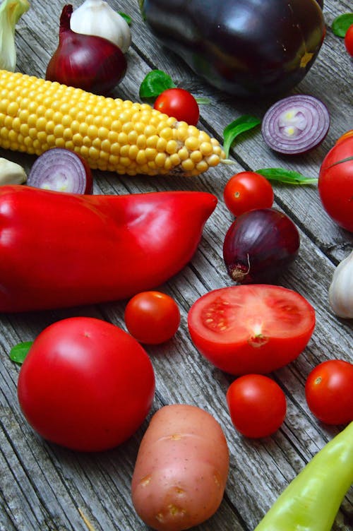 Assorted-color Ingredients on Grey Wooden Table