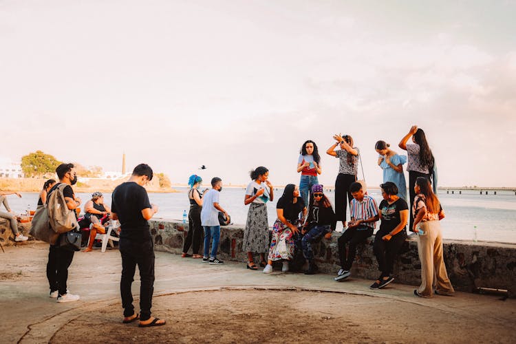 Group Of Young People In Seaside