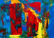 画布上，大胆的抽象艺术通过生动的色彩和富有表现力的笔触得以展现