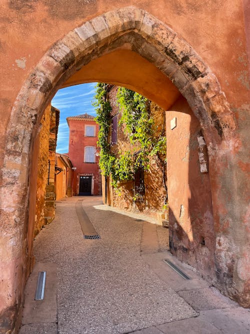 The archway in the Base of the Clock Tower in Roussillon, France