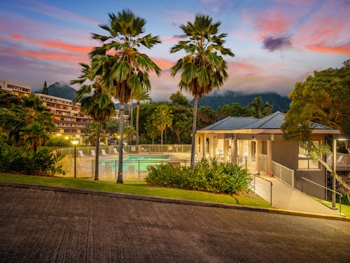 Luxury Resort in Lights in Tropical Landscape