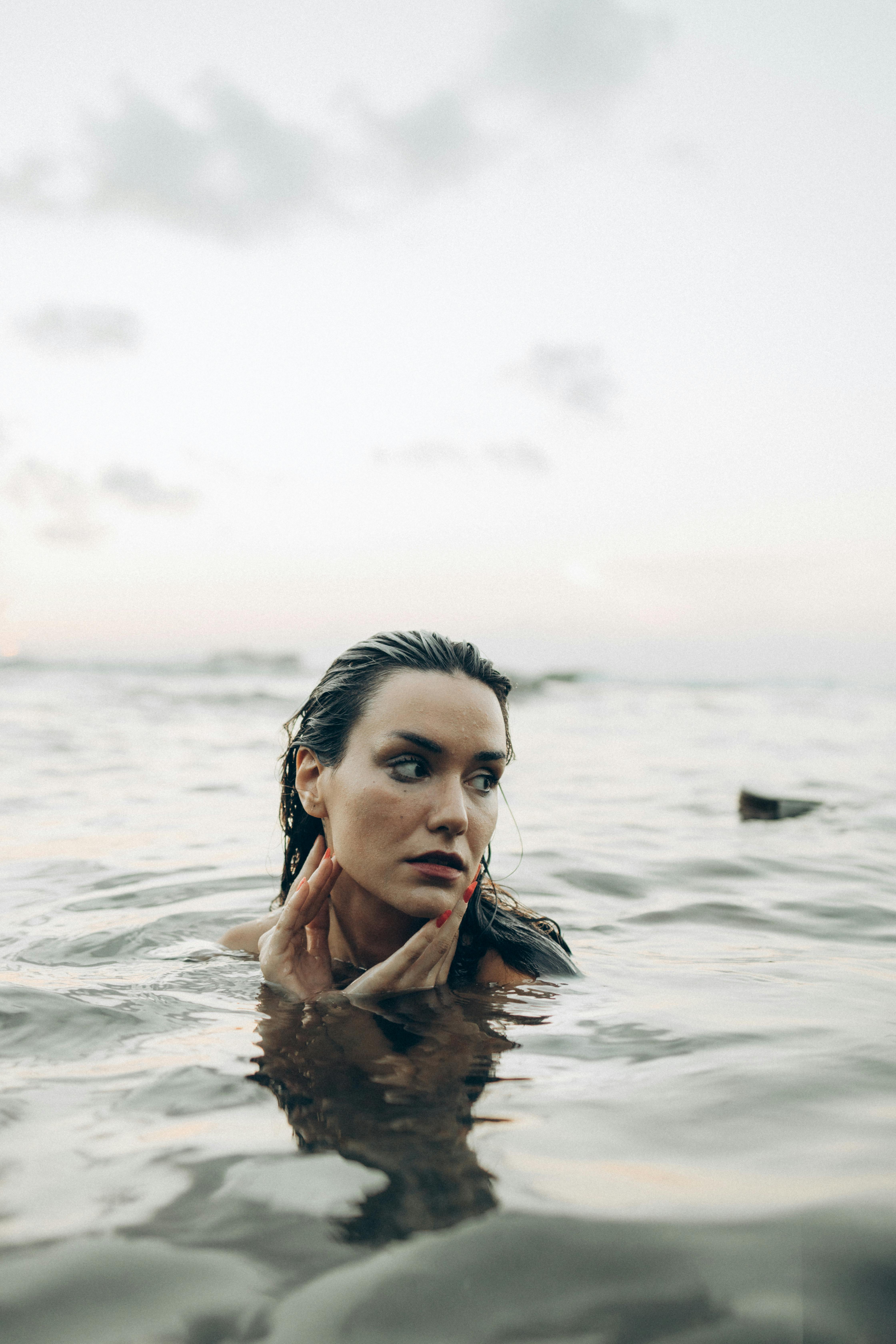 picture of a young woman in the sea