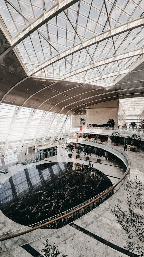 Free Marble Flooring of Airport Interior Design  Stock Photo