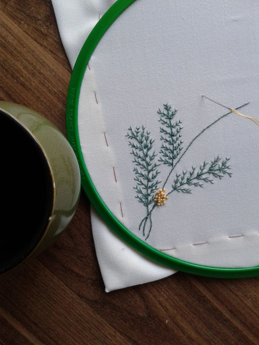 Raised puff embroidery sample from the appliqué craft collection
