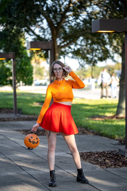 オレンジ, かぼちゃ, きれいな女性の無料の写真素材