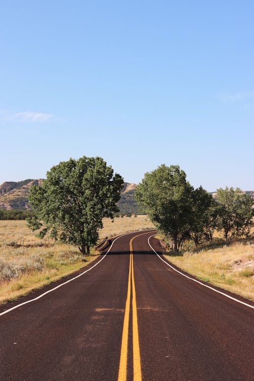 Free Landscape Photography of a Road in Theodore Roosevelt National Park Stock Photo