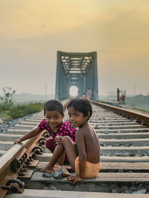 Free stock photo of children, emotional, railway