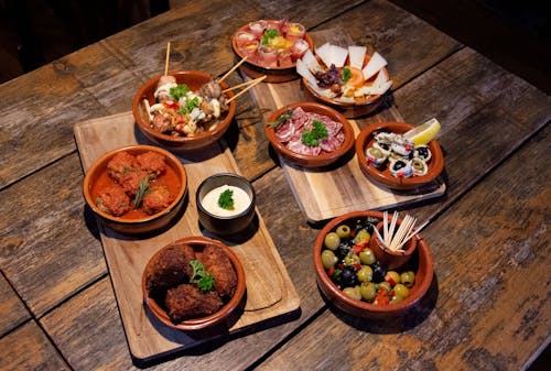 Traditional Indian Dishes on Trays 