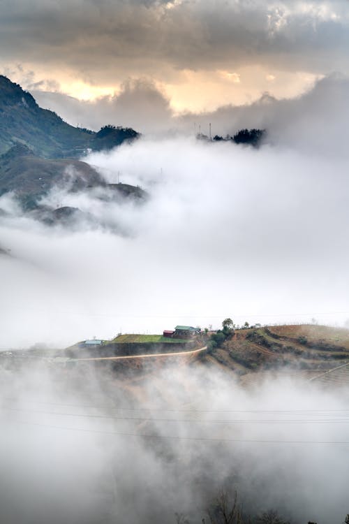 Thick Fog Covering the Mountain