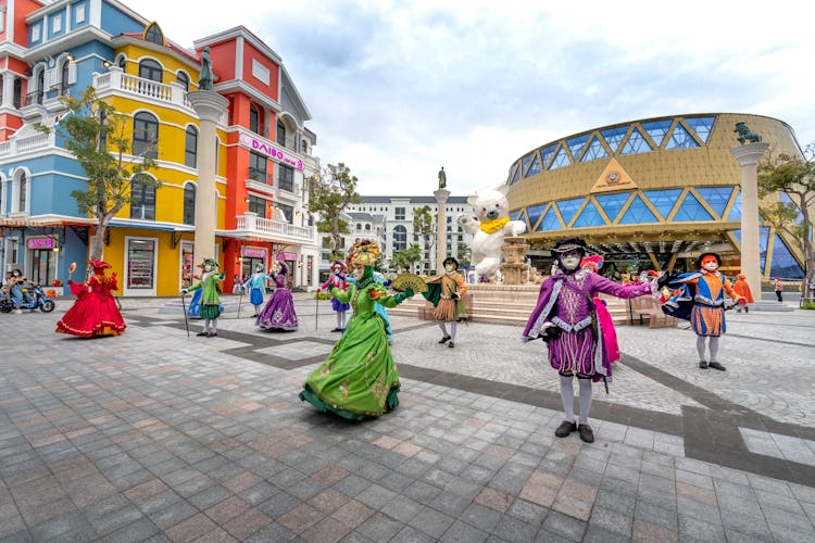 Performers Dancing On The Street