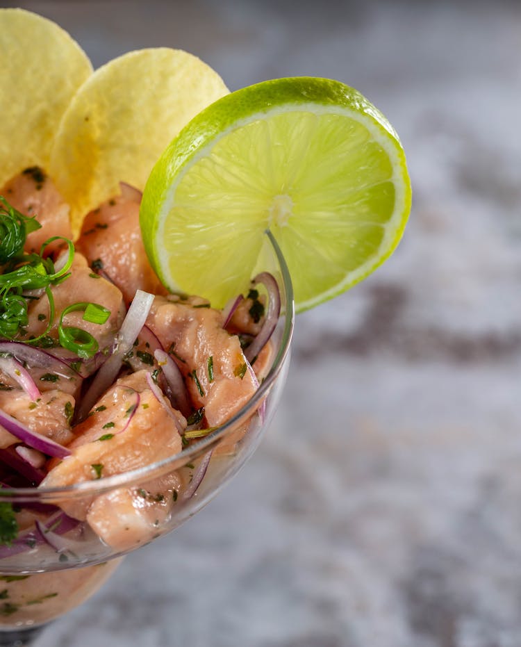 Salmon And Lime Salad In Glass