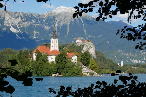 Castle on an Island on Lake Bled in Slovenia 