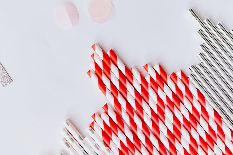 Close-up Of Paper Straws With Patterns 