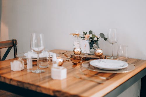 Glasses and Plates on Table