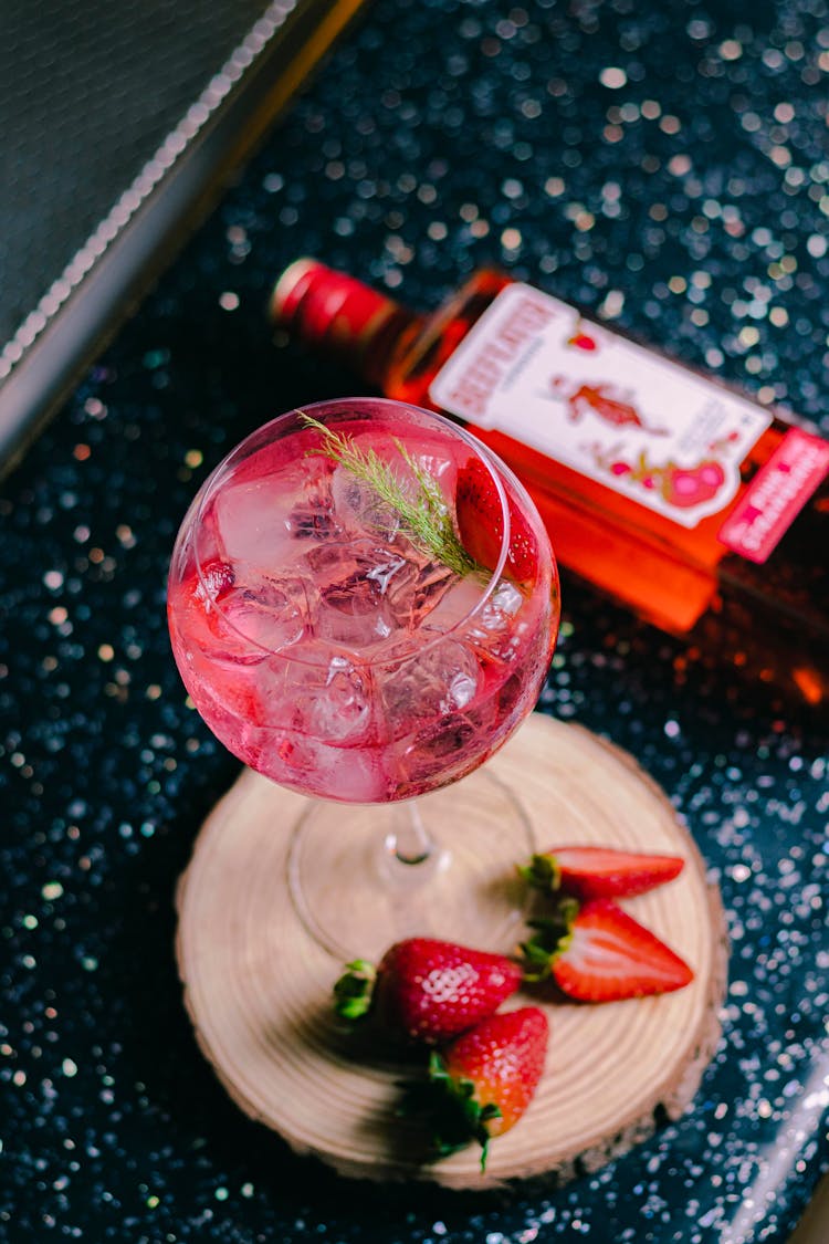 Alcohol Cocktail In Glass On Table