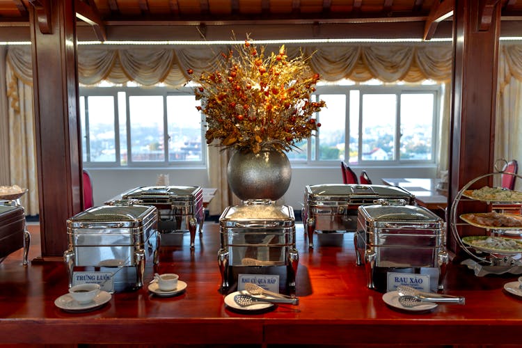 Elegant Buffet In A Hotel Dining Area 