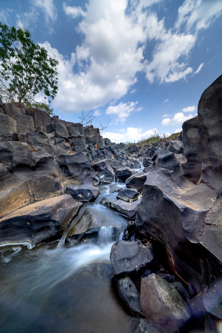 Long Exposure Picture Of The La Ruai Rock Stream, IaLy Town, Chu Pah, Gia Lai Province, Vietnam