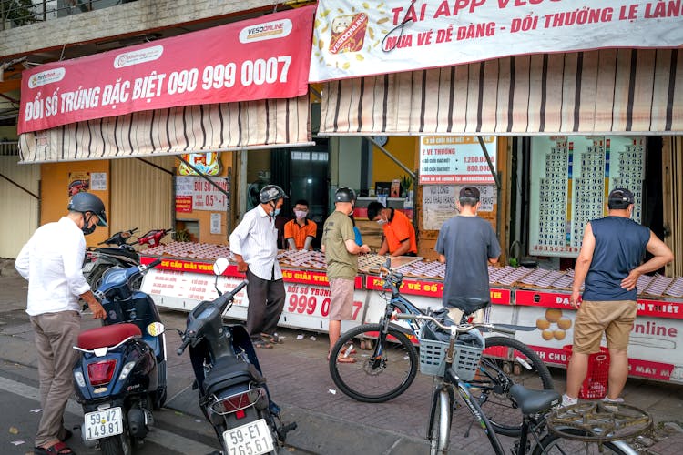 People Buying On Street Vendors