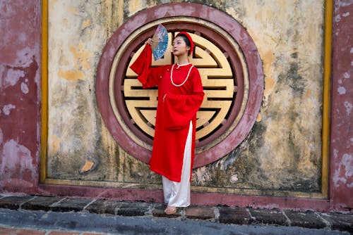 Kostenloses Stock Foto zu ao dai, architektur, asiatische frau