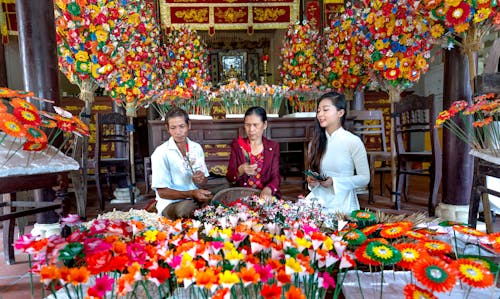 Workers Making Handcrafted Flowers