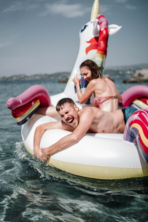 Couple Riding Unicorn Inflatable Floater